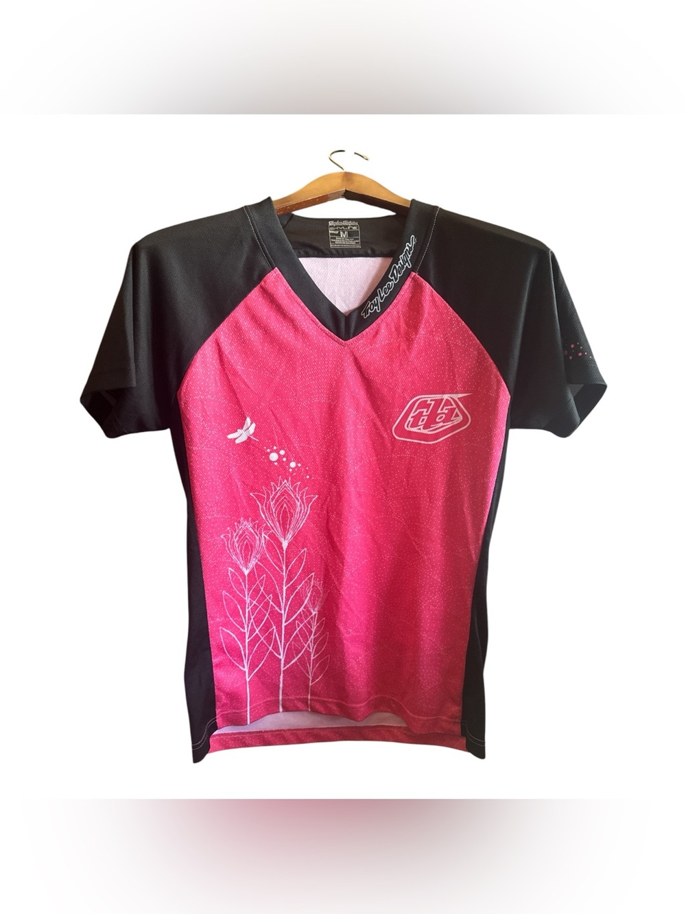 Troy Lee Designs TLD Pink and Black MTB Mountain Biking Athletic V-Neck Jersey